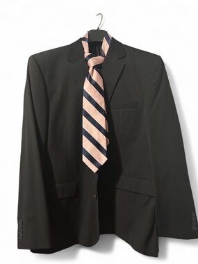 jcpenney Black Blazer with Pink & Navy Striped Tie
